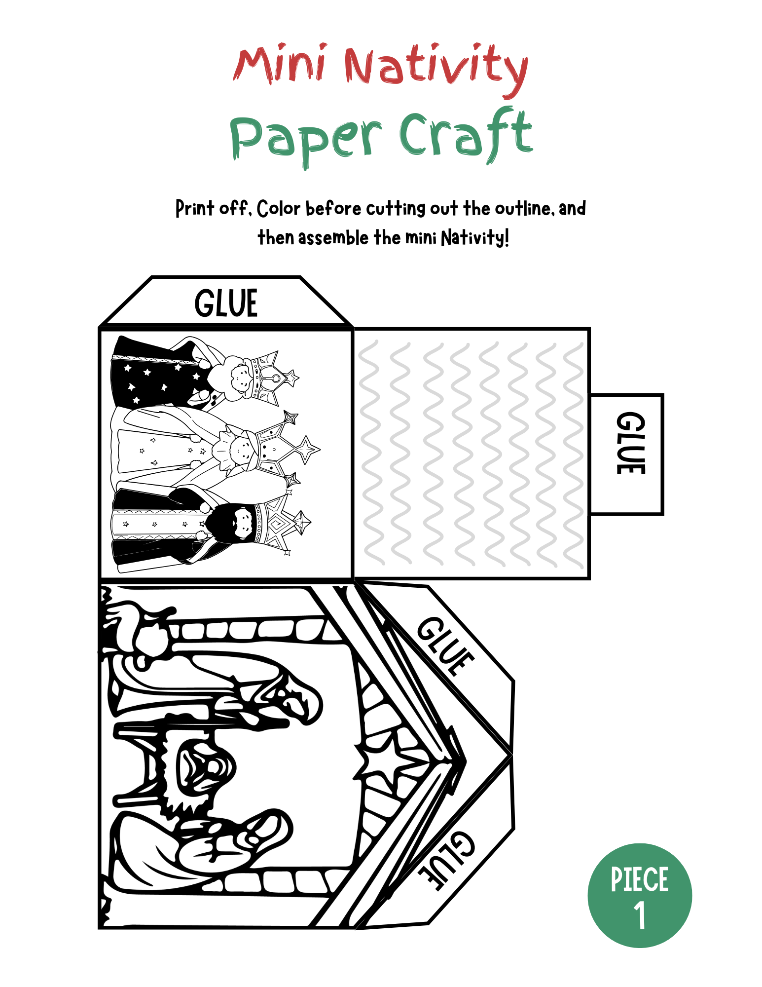 Holiday Craft Bundle - 3D Nativity, Deer Basket & 3D Gingerbread House Printable Activities