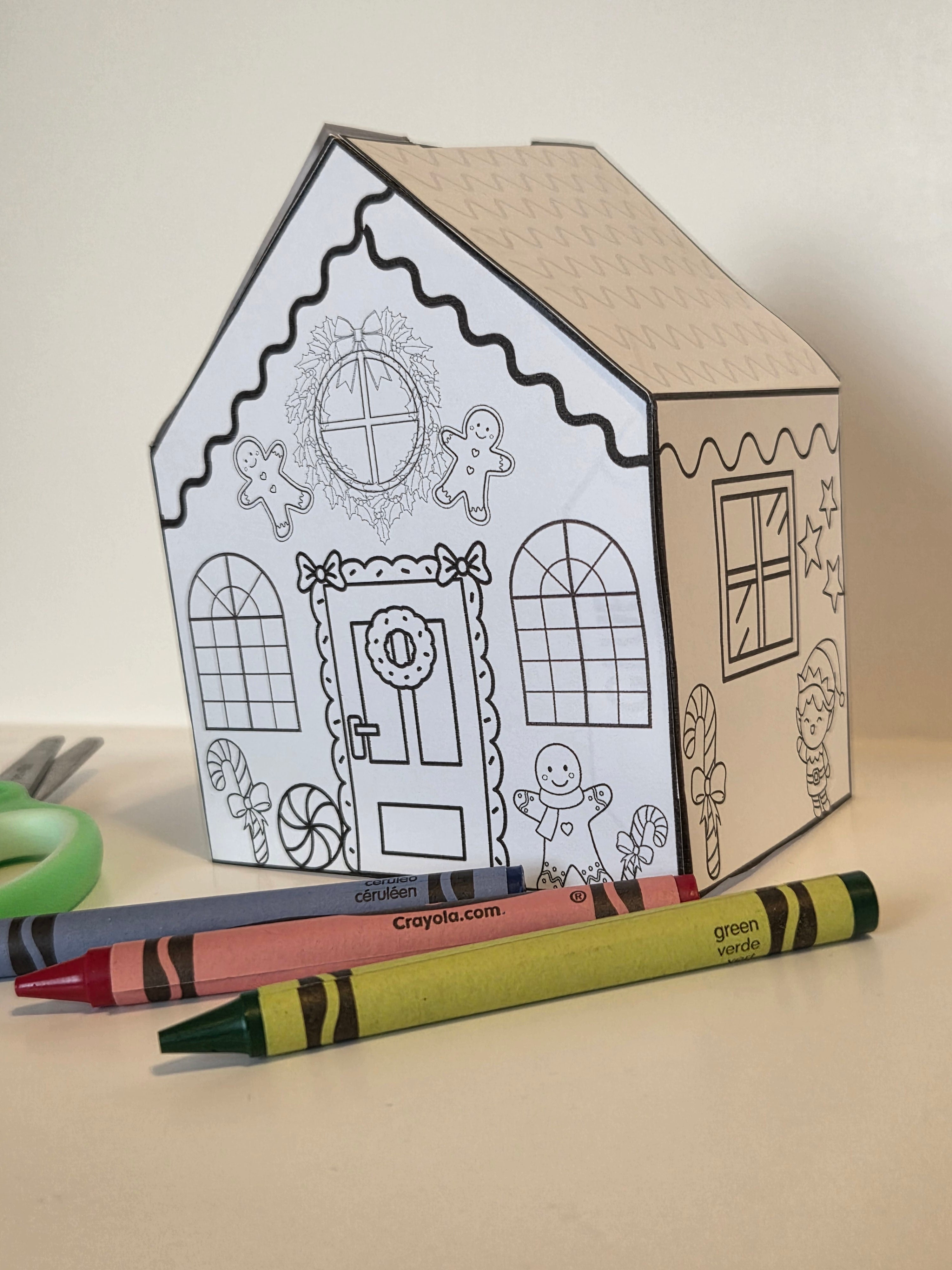 Holiday Craft Bundle - 3D Nativity, Deer Basket & 3D Gingerbread House Printable Activities